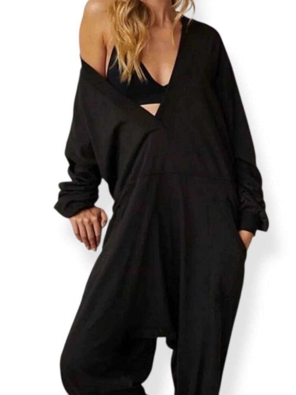 Free People x Revolve Just Because Jumpsuit Small Black Oversized Small